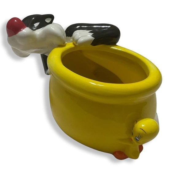 VTG Sylvester Chasing Tweety Bird‎ Ceramic Planter Pot Looney Tunes Warner Bros - Picture 7 of 9